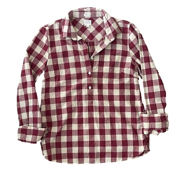 J. Crew Factory Red Buffalo Plaid Pullover Top, S - Picture 1 of 6